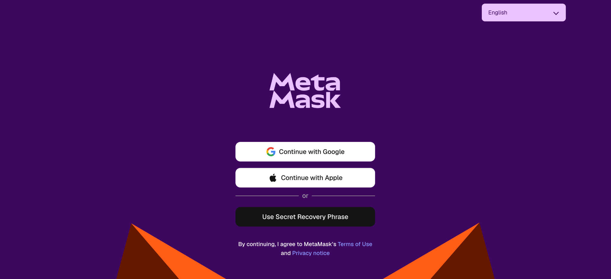 MetaMask password creation form with password fields and checkbox confirming MetaMask cannot reset it